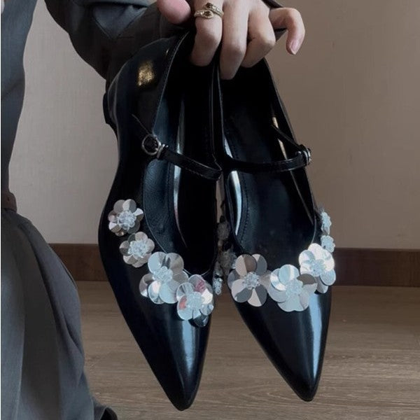Dame Floral Pyntet Ballerinaer med Stropper Stilla