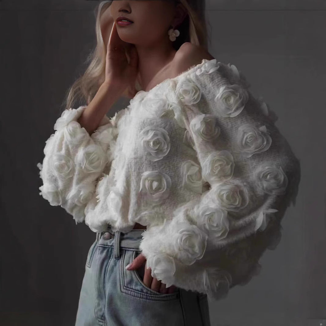 Femme Off-Shoulder Ruffles Blomst Bluse Stilla