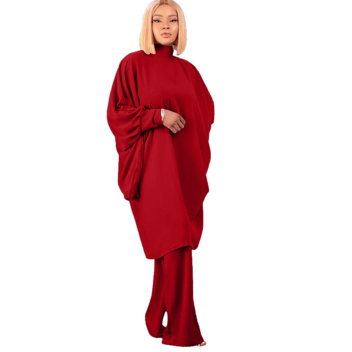 Stilla | Fashion Snøring Batwing Løs Ærme Bukse Sæt