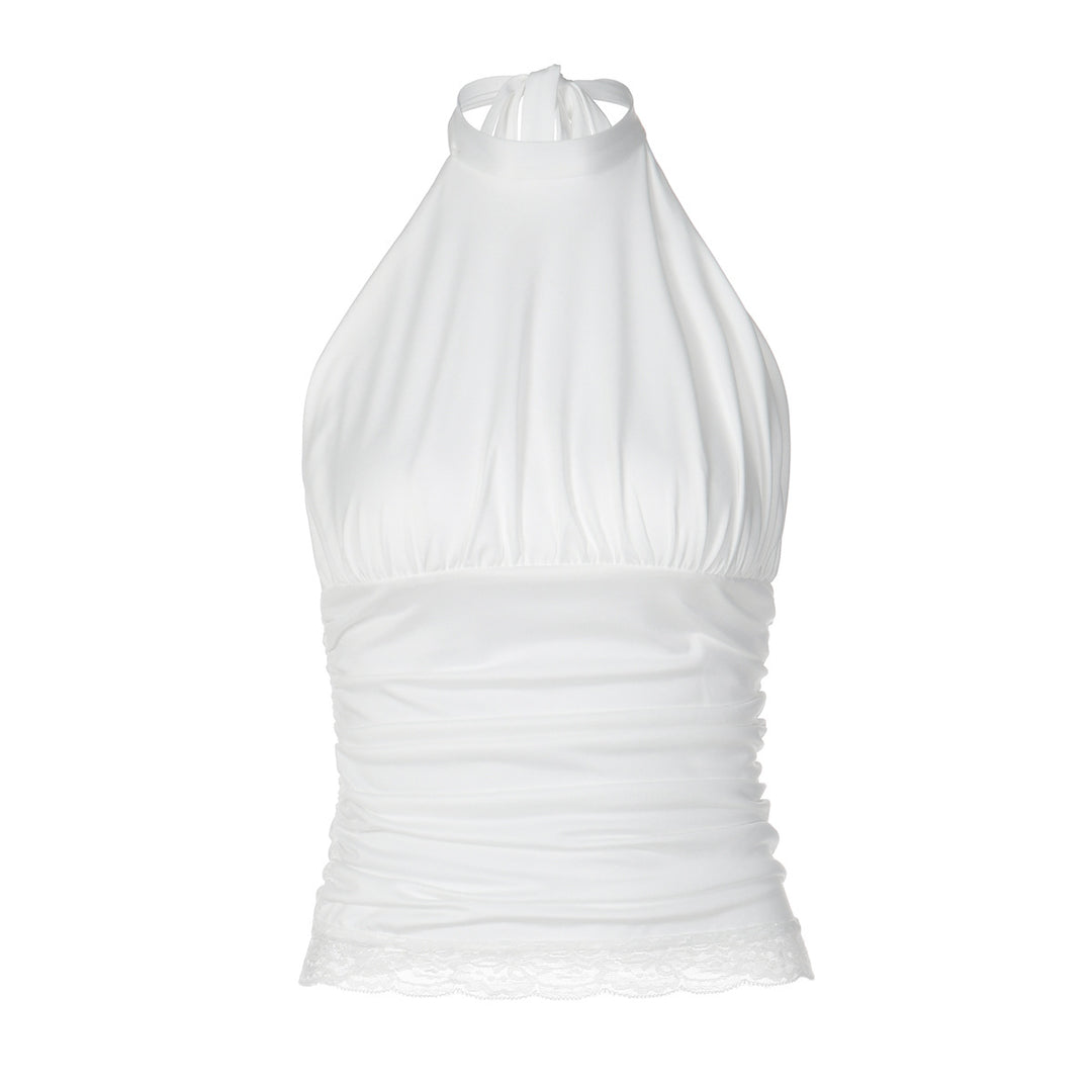Dame Haltertop med draperinger Skovae