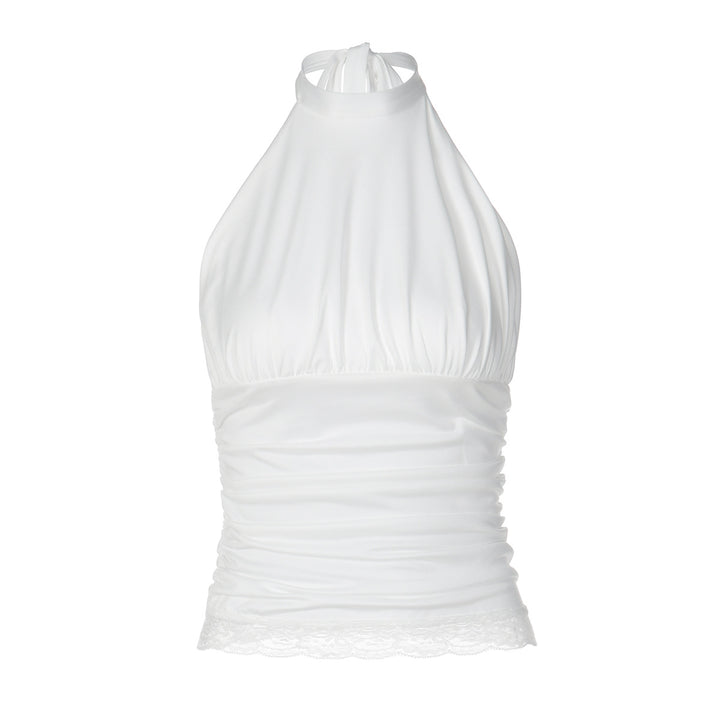 Dame Haltertop med draperinger Skovae