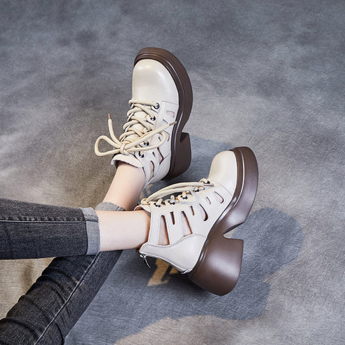 Femme Stilfulde Snøre-Platform-Støvler Stilla