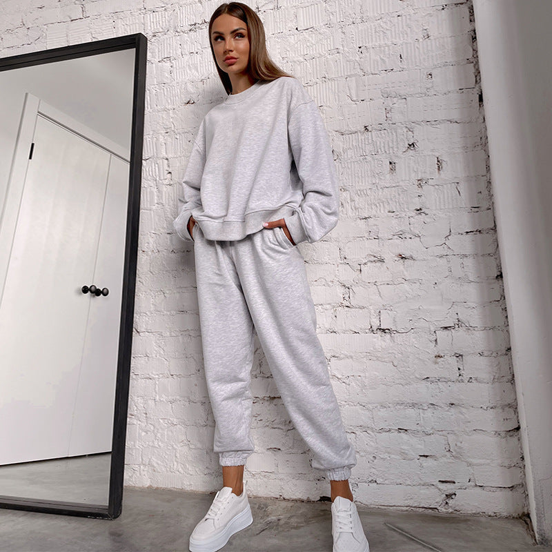 Dame afslappet Sweatpants-sæt med høj talje og brede ærmer Stilla