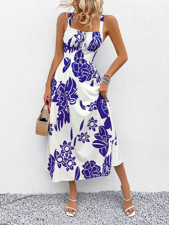 Dame blomsterprint midi kjole Stilla