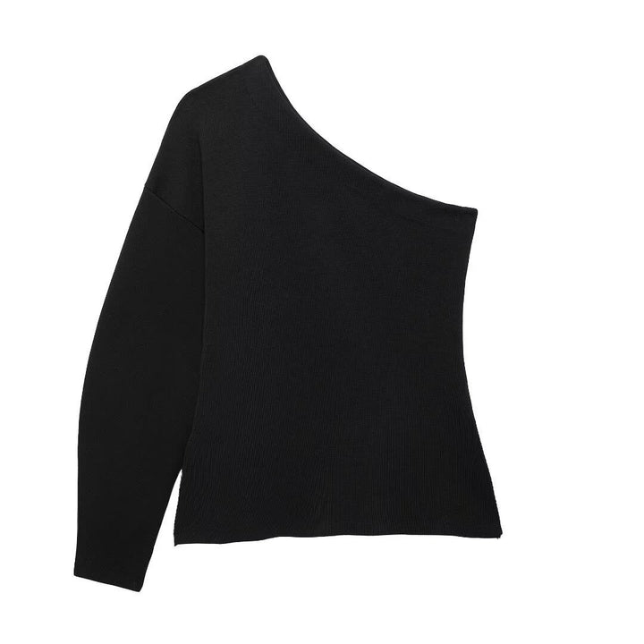 Femme Asymmetrisk Strikpullover Stilla