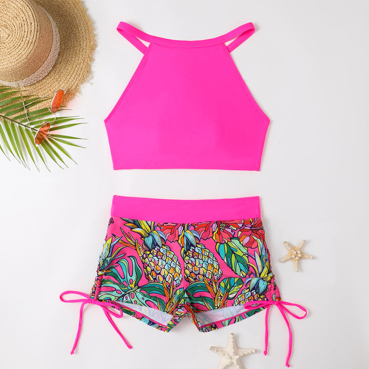 Dame Bikini-sæt med sporty crop-top og fashionable shorts Stilla