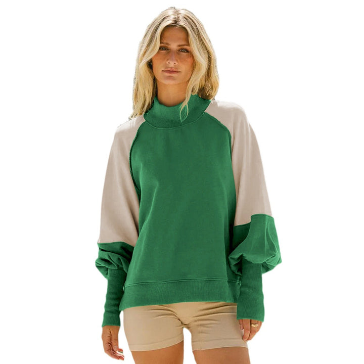 Dame sporty oversized sweatshirt med høj hals og manuelt justerbare ærmer Stilla