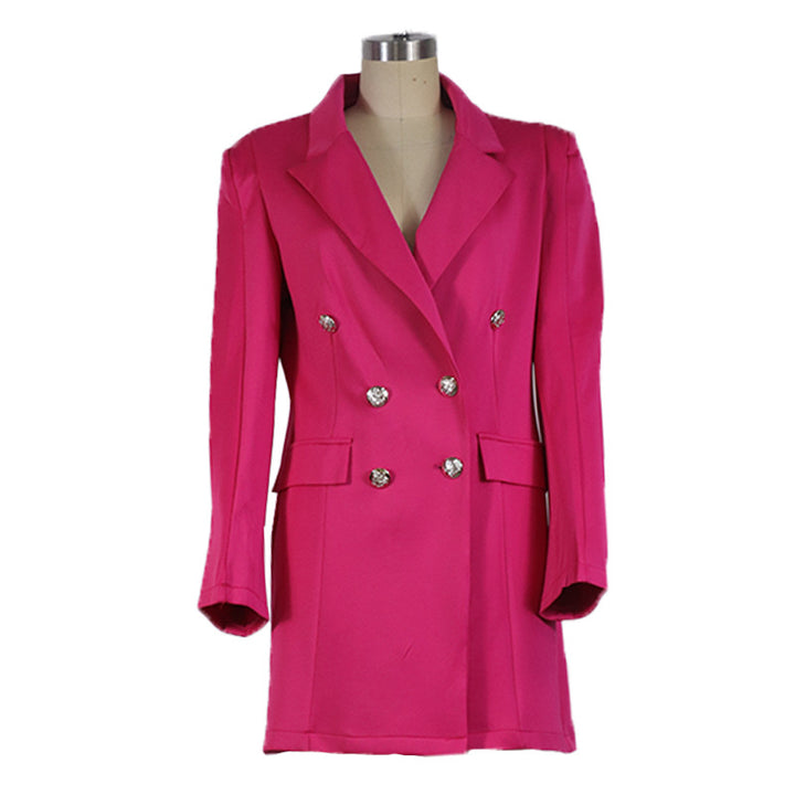Dame Mode Blazer-kjole med dobbeltknap-design og stilfulde skulderpuder Stilla