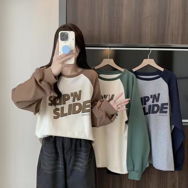 Dame Casual Grafisk Raglan Sweatshirt Stilla