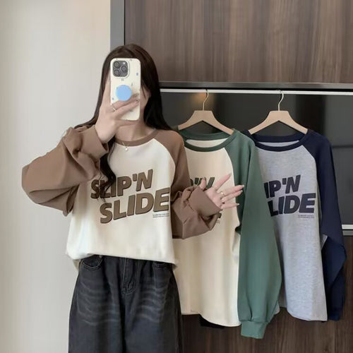 Dame Casual Grafisk Raglan Sweatshirt Stilla