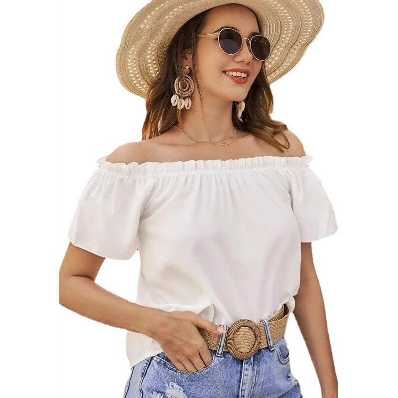 Dame Off-Shoulder Ruffleskjorte Stilla