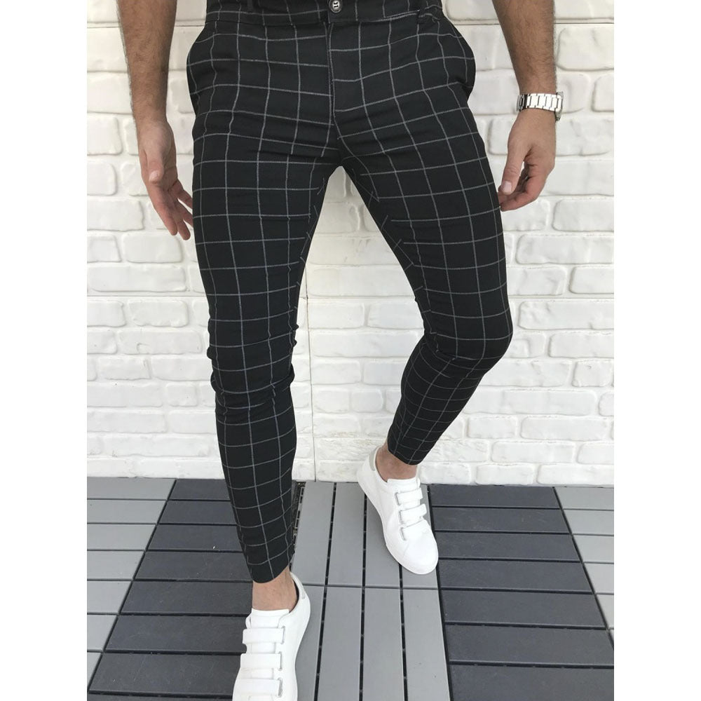 Herrer Ternet Slim-Fit Bukser med elastisk Liv Stilla