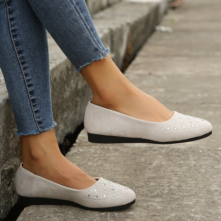 Dame Ballerina-sko med elegante strass-applikationer Stilla