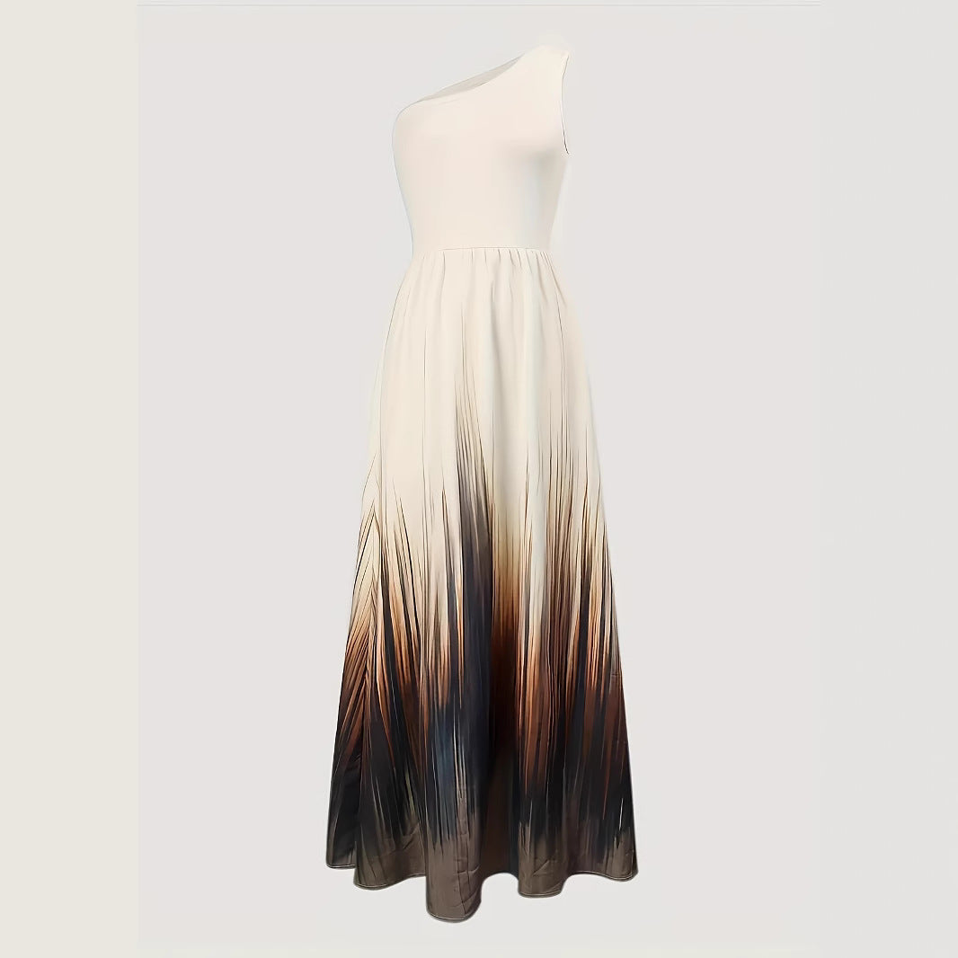 Dame Maxikjole med asymmetrisk snit og elegant farveovergang Stilla