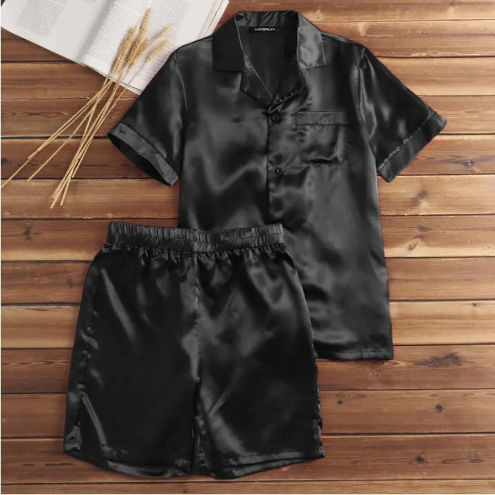 Herrer Satin Pyjamas Sæt Stilla