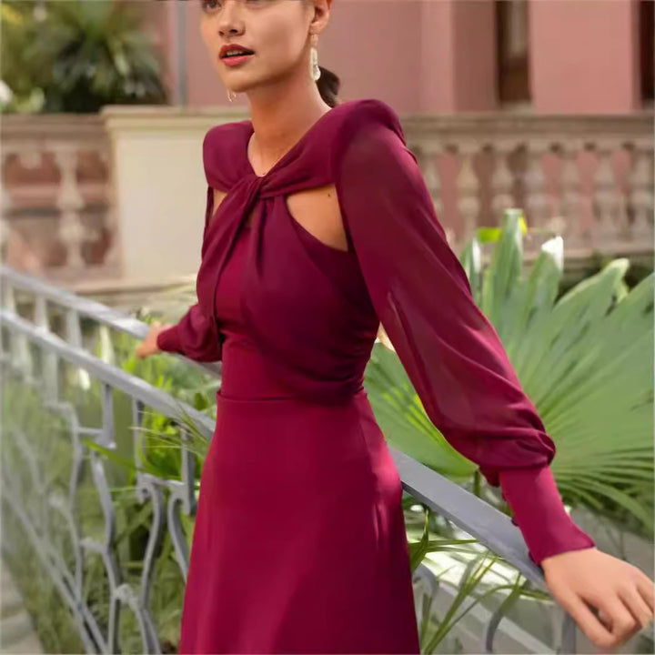 Dame Elegant Chiffonkjole med Cut-Out-detaljer Skovae
