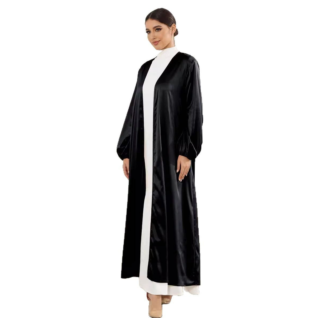 Dame Elegant Langærmet Kimono-Jakke i Satin Stilla