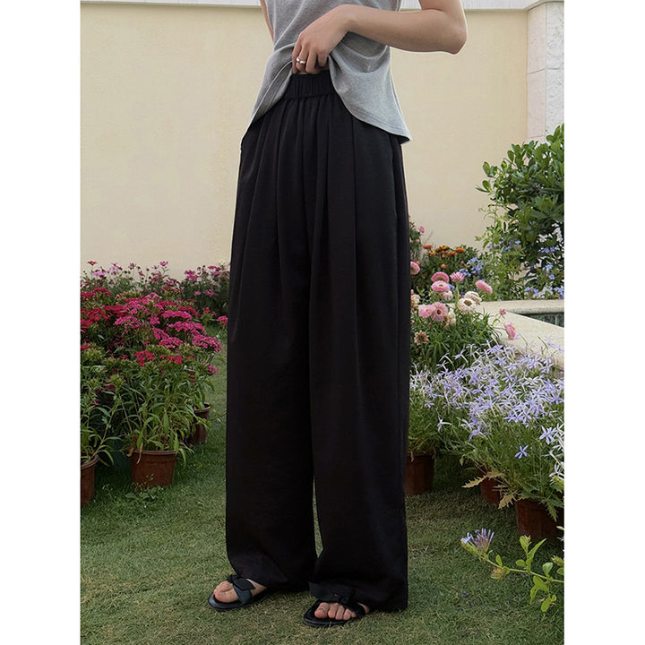 Dame brede High-Waist Bukser med elastisk talje og elegant fald Stilla