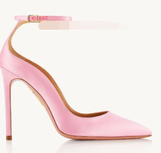 Femme spidse tå højhælede ankelrem-pumps med elegante detaljer Stilla