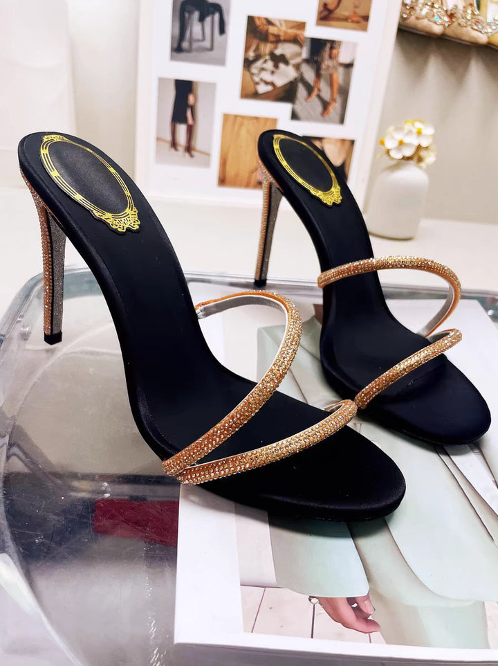 Femme Strass-besatte Riemchen High Heel Sandaler Stilla