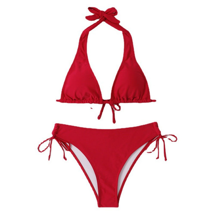 Dame Triangel-Bikini med justerbart halterdesign og sidelæns bindingsbånd Skovae