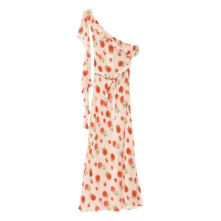 Femme One-Shoulder Floral Ruffled Maxi Kjole Stilla