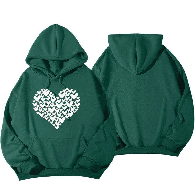 Kvinders hætte Sweatshirt med stort hjerte design Skovae