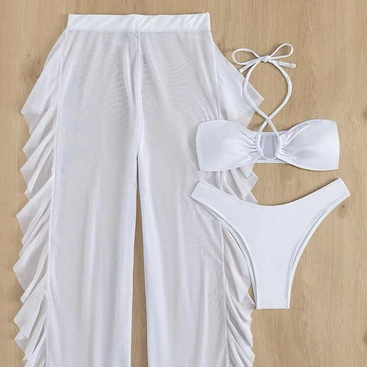 Dame bikini sæt med svungen nederdel og trendy snørredetaljer Stilla