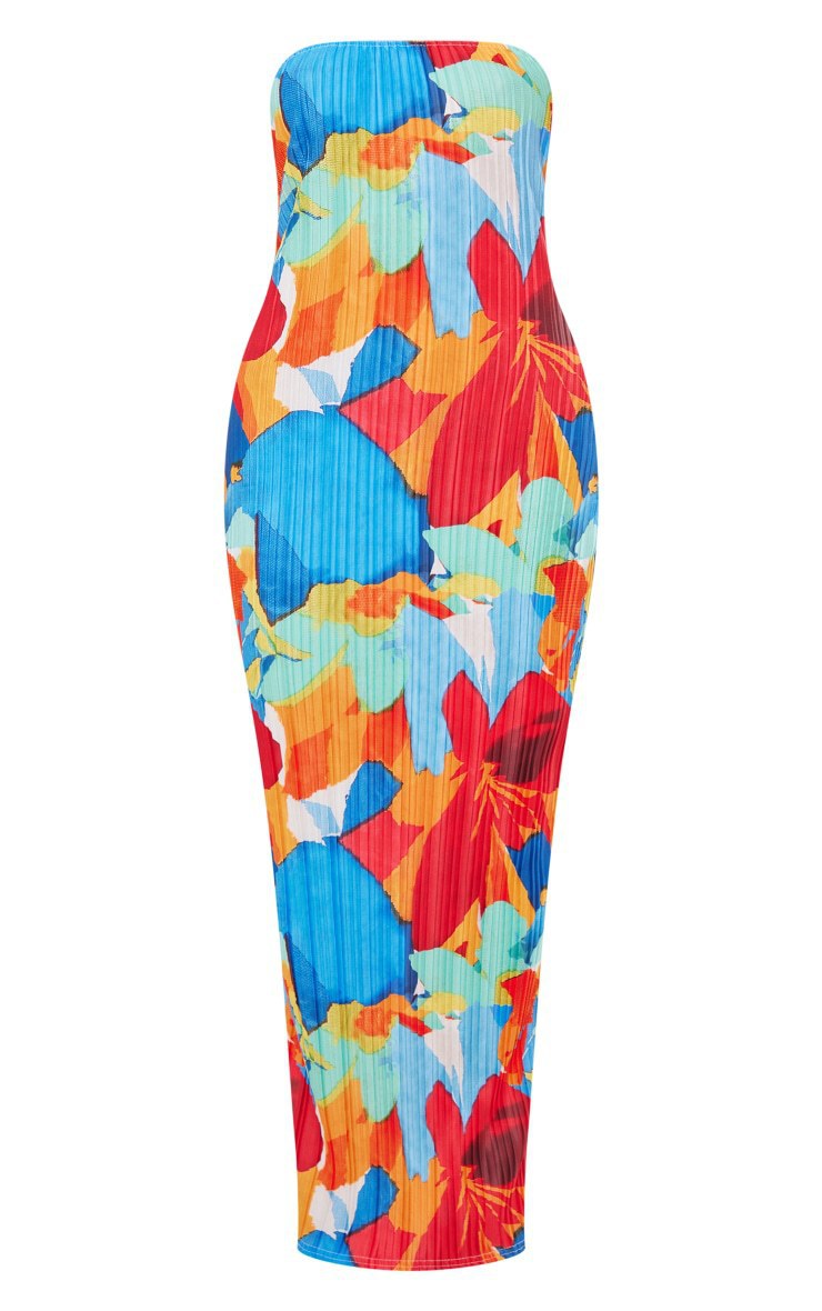 Dame figursygt strapless kjole med florale elementer Skovae