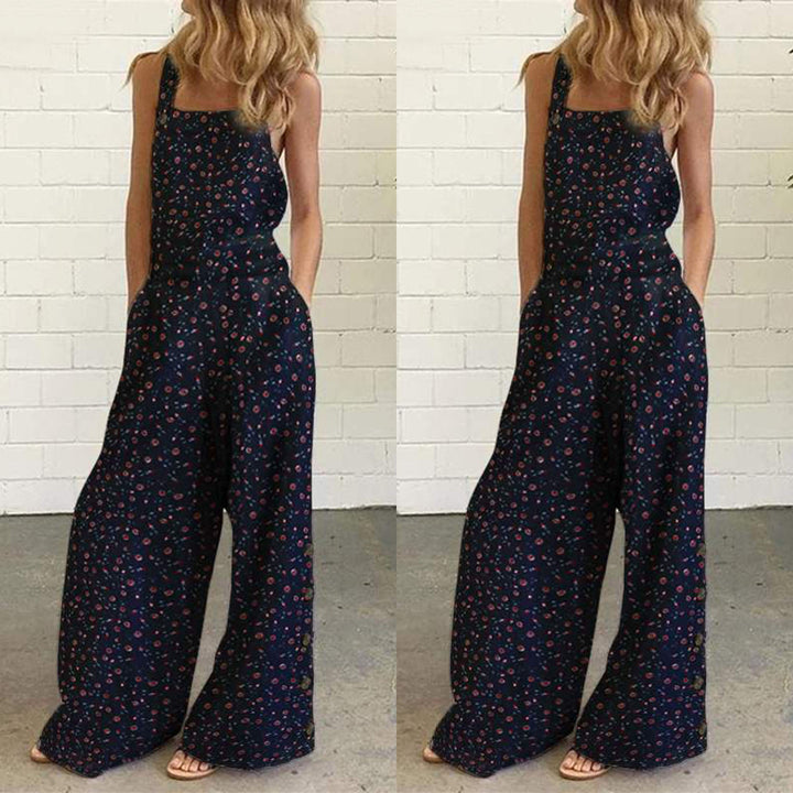 Dame Floral Trykt Bredbenet Jumpsuit Stilla