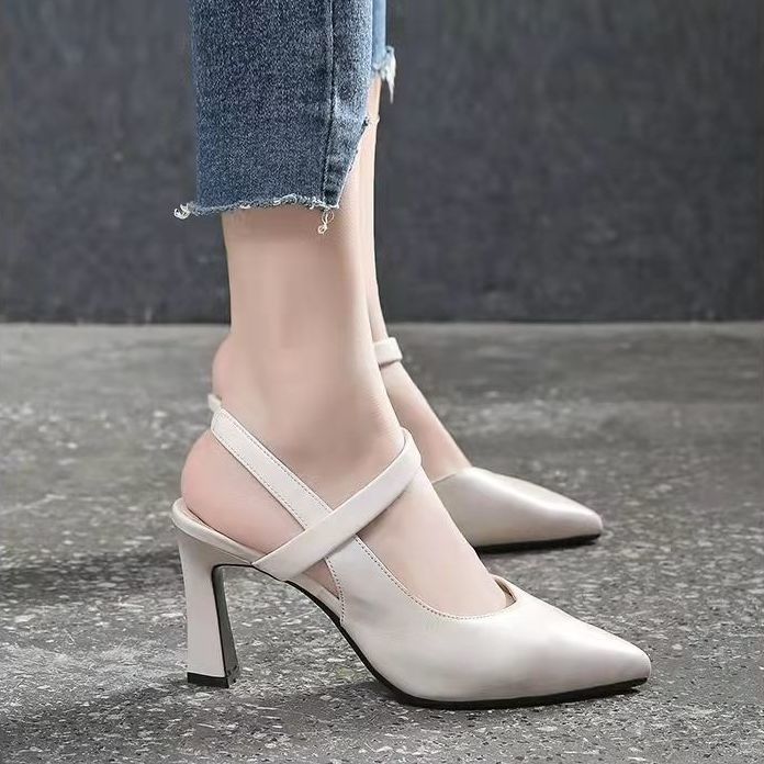 Dame High-Heel Slingback-pumps med elegant blokhæl og komfortabelt remdesign Stilla