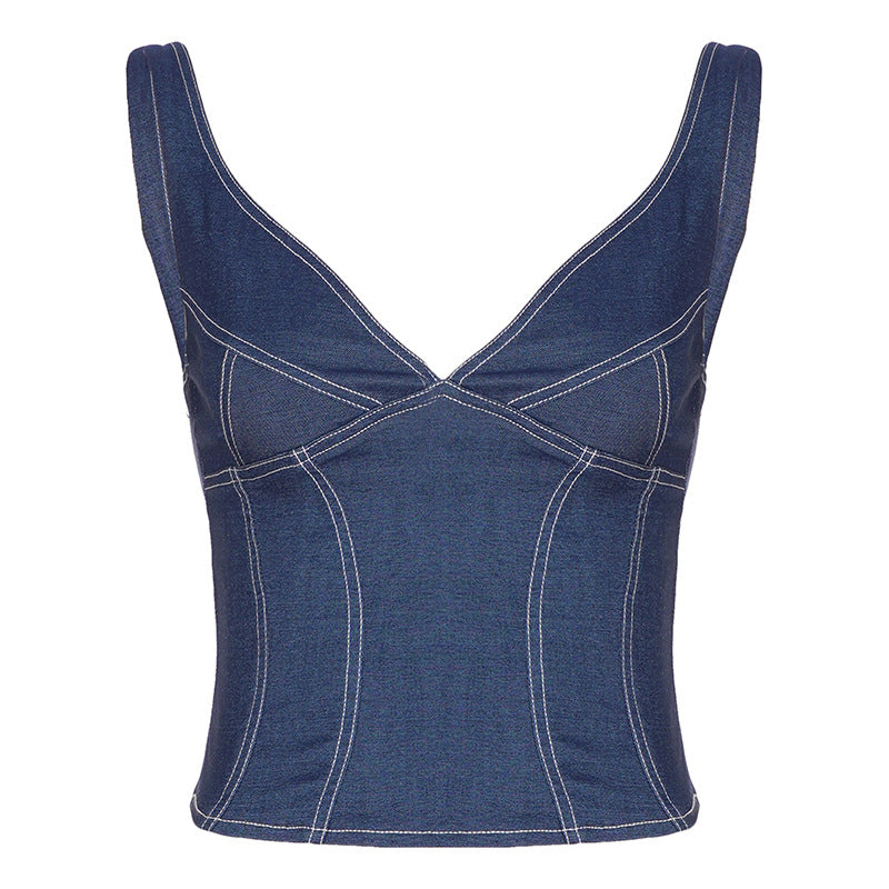 Damer komfortable caprijeans med dekorative knapper Skovae