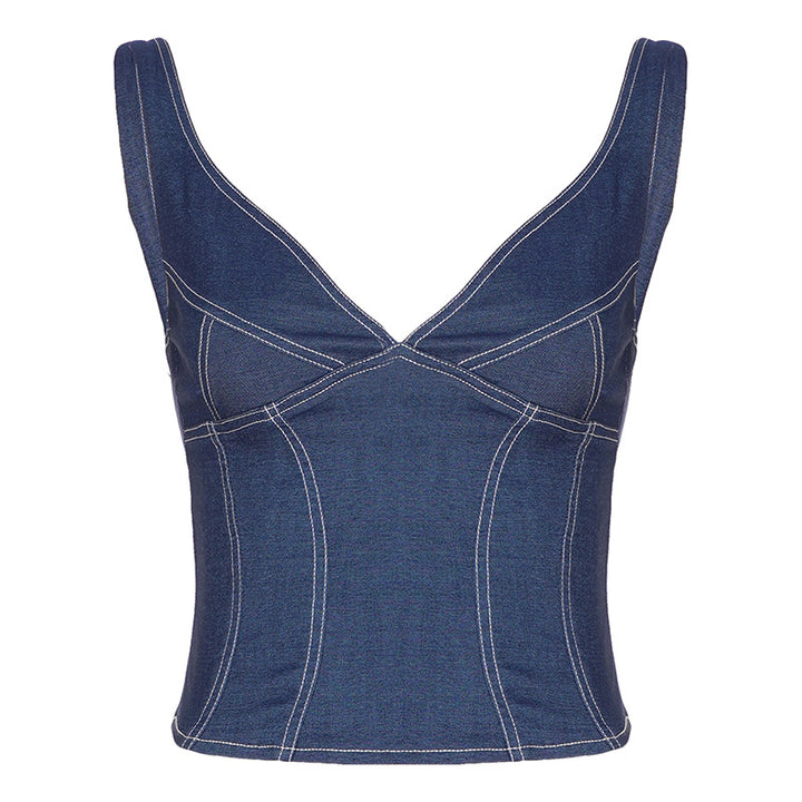 Damer komfortable caprijeans med dekorative knapper Skovae