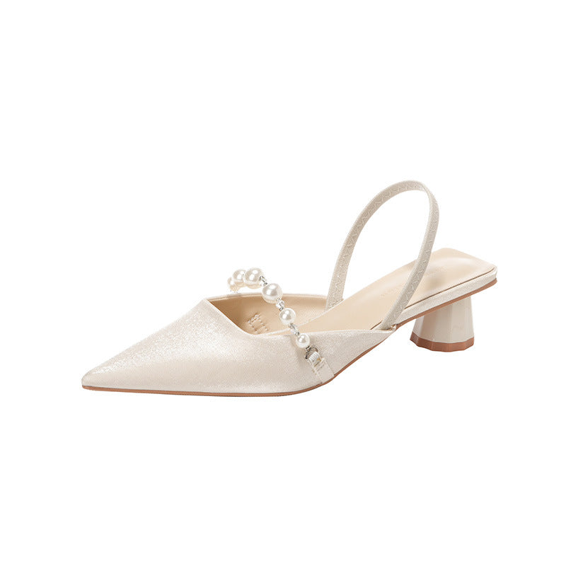 Dame Slingback-pumper med spids tå og perle-stropdetalje Stilla