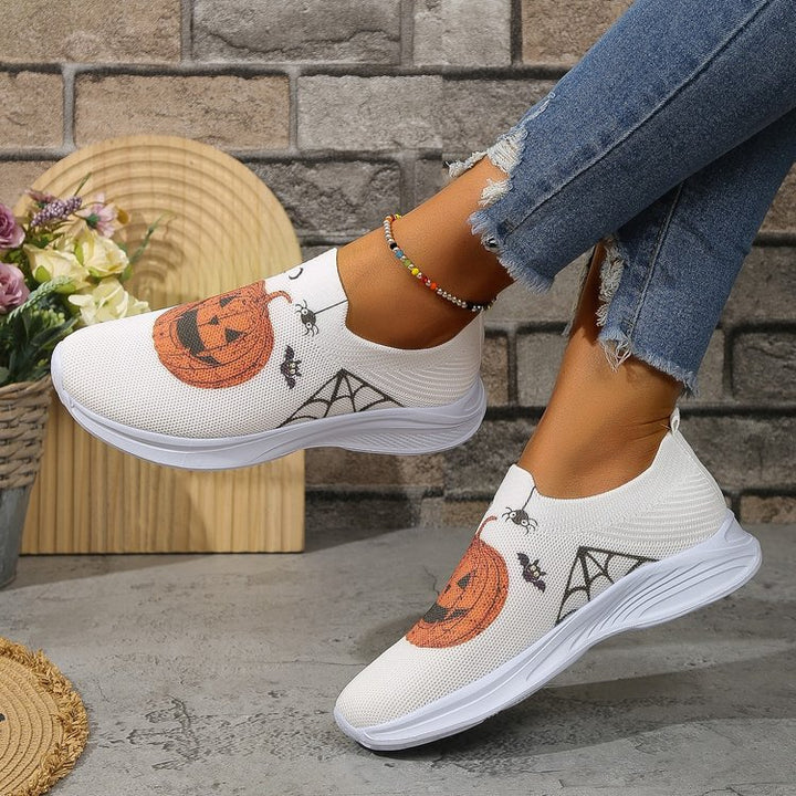 Dame Slip-On Sneakers med Halloween-motiv og åndbart design Stilla