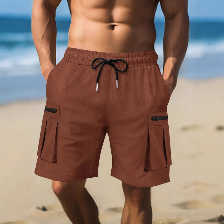 Herre Cargo-shorts med praktiske lynlåslommer og elastisk linning Stilla