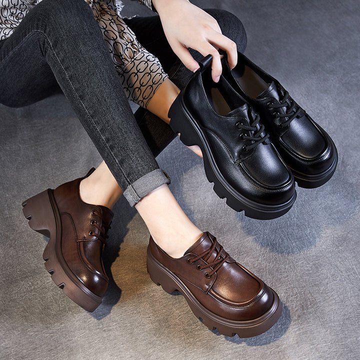 Dame Chunky Platform Schnür-Oxfords med struktureret overflade Stilla