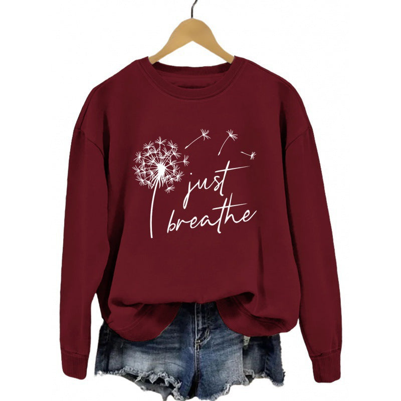 Kvinders sweatshirt med inspirerende mælkebøtte motiv Stilla