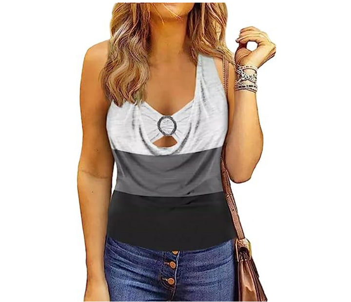 Dame afslappet top med fashionabel cut-out Stilla