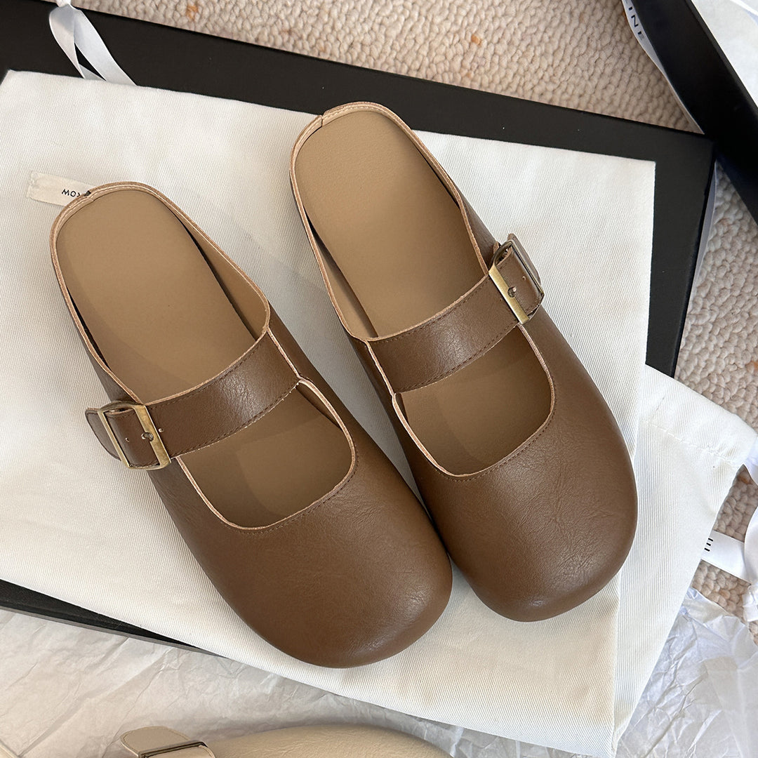 Femme Mary Jane Stil Lukket Tå Mules med Justerbar Spænde Stilla