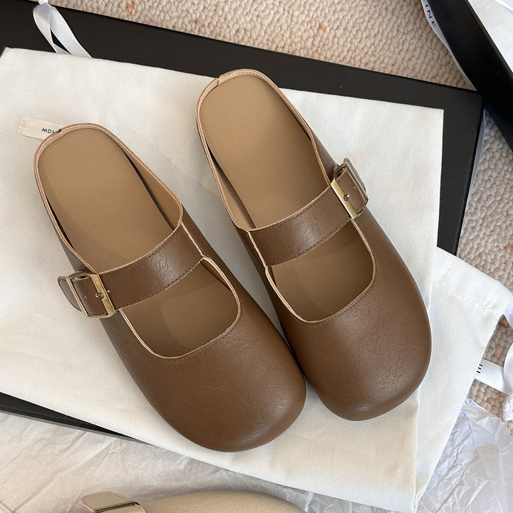 Femme Mary Jane Stil Lukket Tå Mules med Justerbar Spænde Stilla