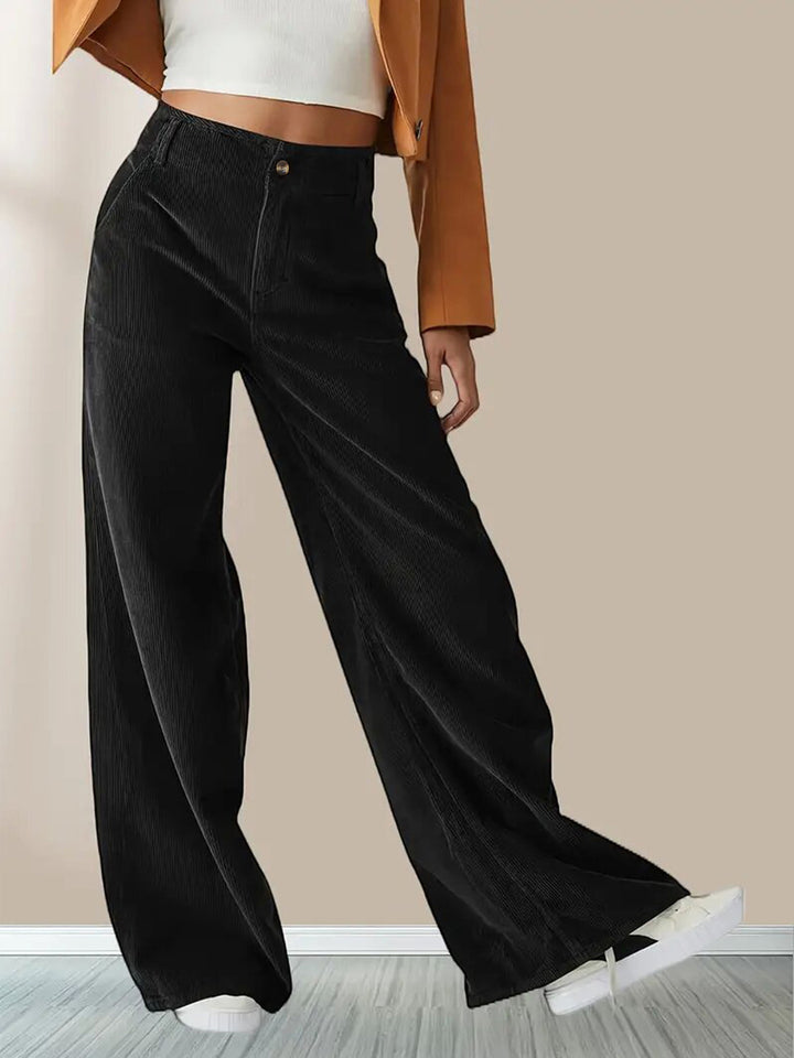 Damevidde Cordbukser med elegant plissé-look Stilla