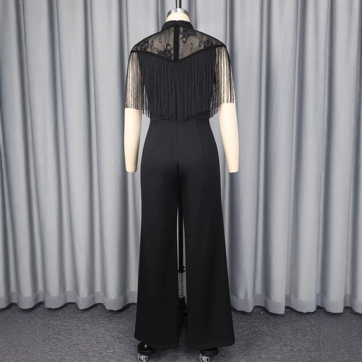 Damer Elegant Jumpsuit med stilfulde frynser og spidsede accenter Skovae