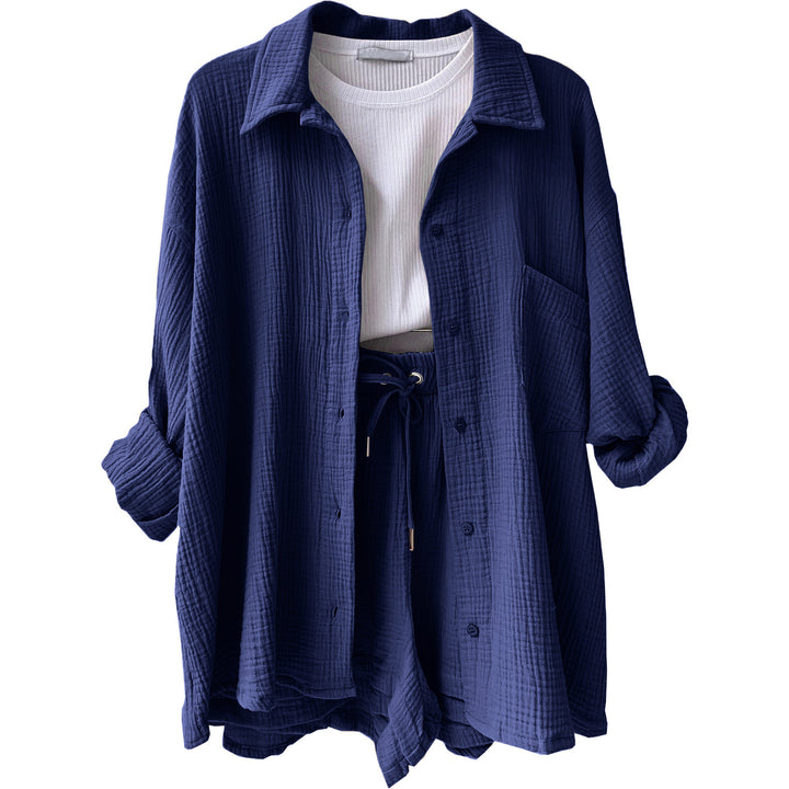 Dame afslappet overshirt med matchende shorts Stilla