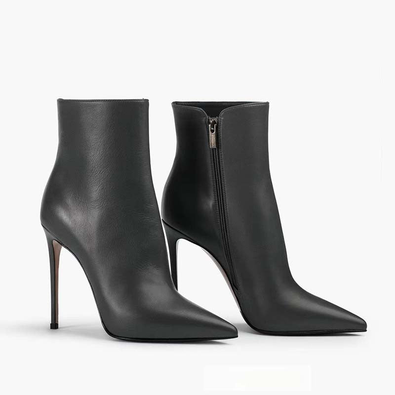 Femme Spidsesko-Ankel-Stiletto-Boots med skulptureret hældetalje Stilla