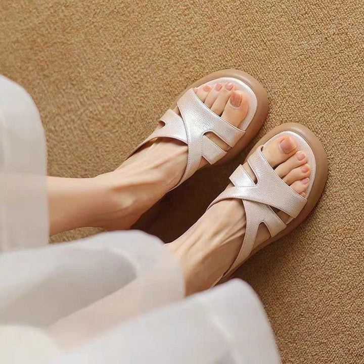 Dame elegante Mules med buet rem og komfortabel blokhæl Stilla