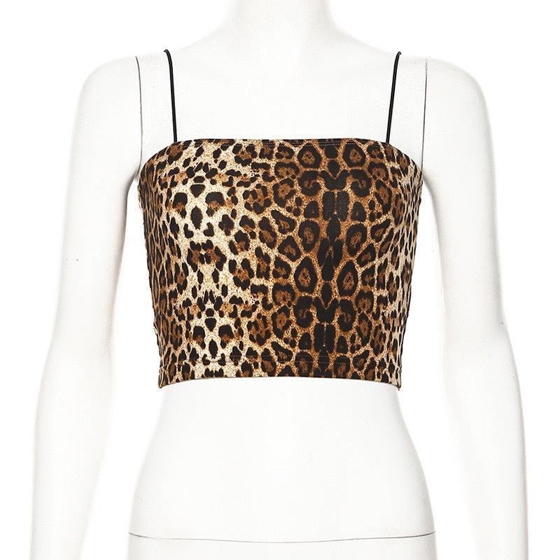 Dame Crop-Top med dyreprint og justerbare stropper Stilla