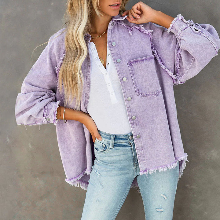 Femme Distressed Denim Overshirt Stilla