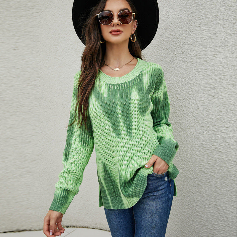 Damer løs sweater med grafisk strikkedesign Stilla
