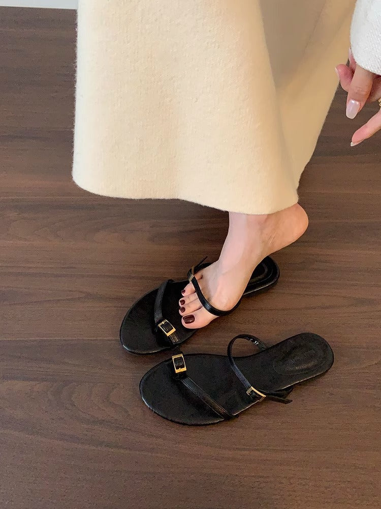 Damer Elegante Minimalistiske Glid-Sandaler Stilla